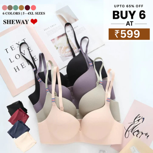 (Pack of 6) Women's Bra Panty Lingerie Set for Girl's | L-2