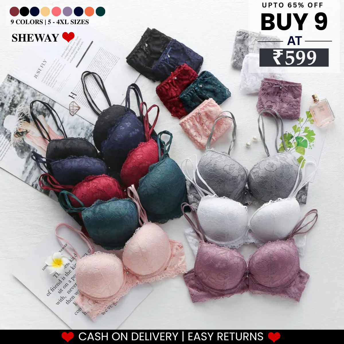 9-Piece Lingerie Collection | Soft, high-quality materials for all-day comfort| LC-10