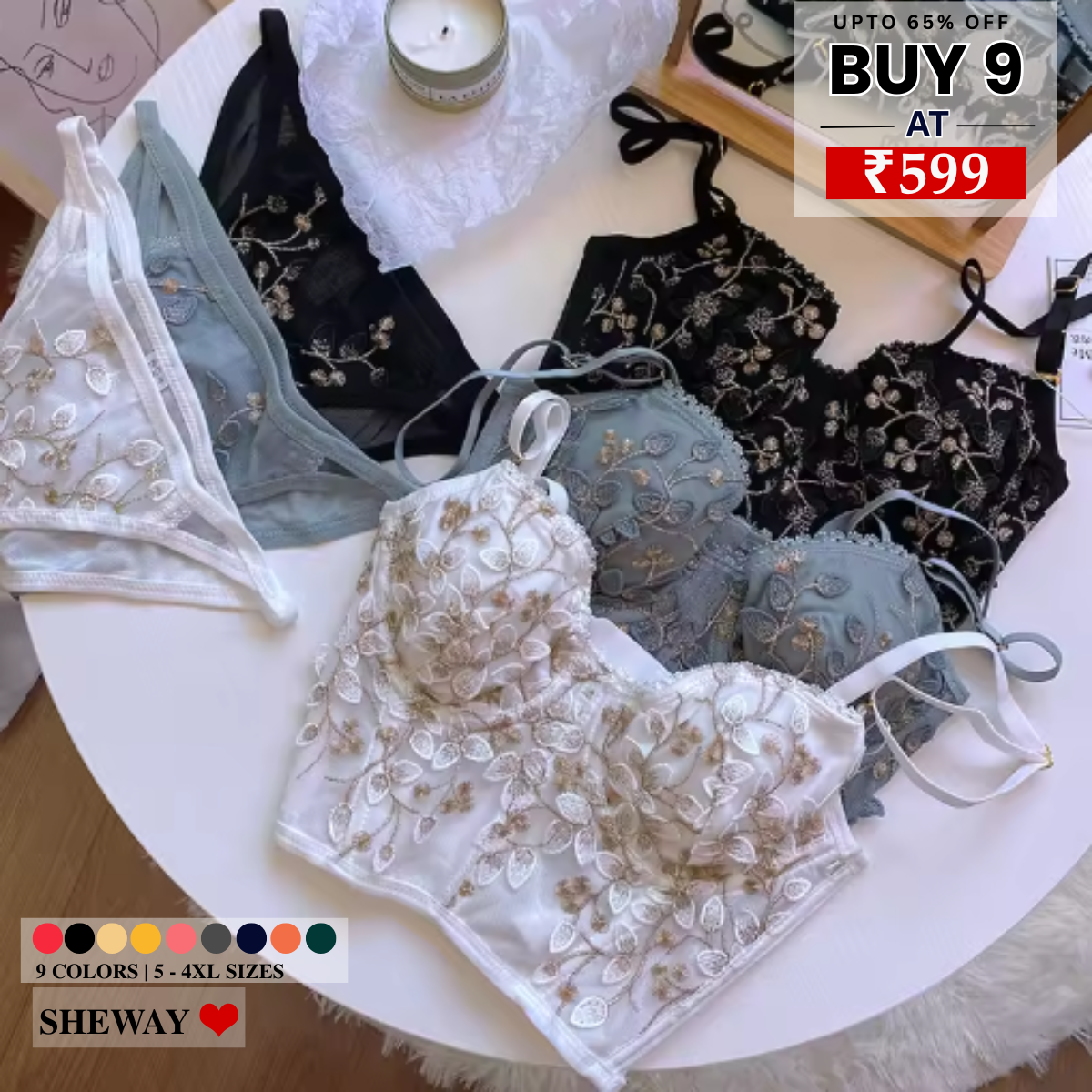9-Piece Lingerie Collection | Soft, high-quality materials for all-day comfort| LC-12
