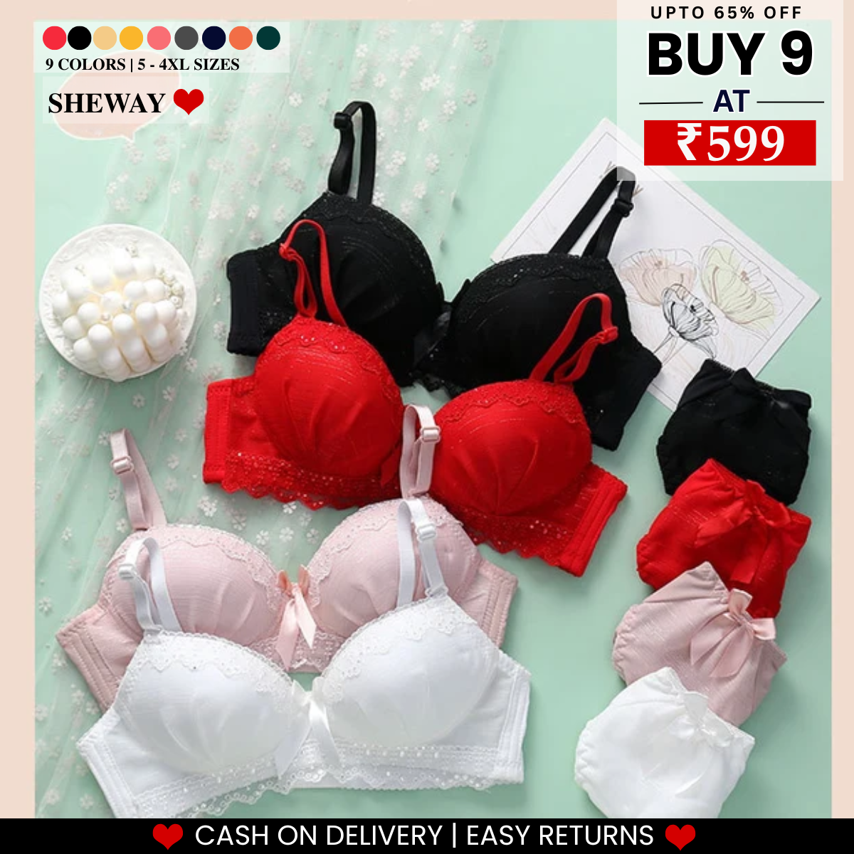 9-Piece Lingerie Collection | Soft, high-quality materials for all-day comfort| LC-11