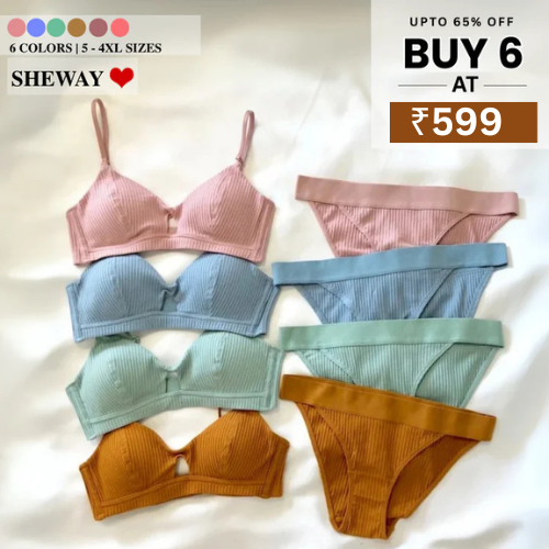 (Pack of 6) Women's Bra Panty Lingerie Set for Girl's | L-1