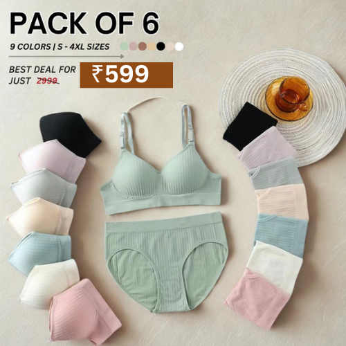 (Pack of 6) Women's Bra Panty Lingerie Set for Girl's | L-3