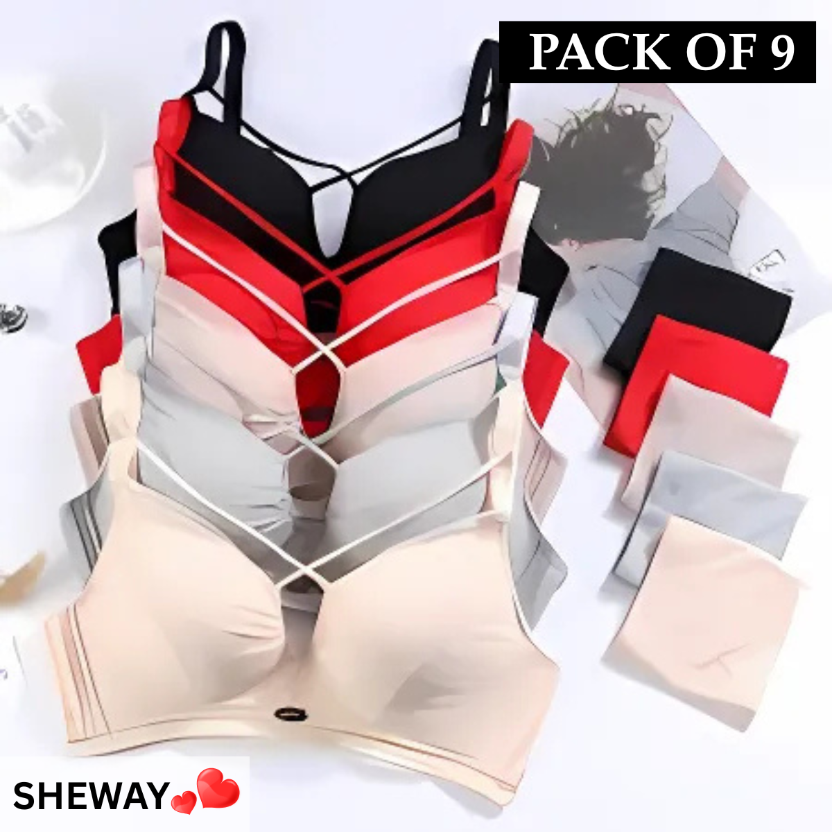 9-Pack Soft & Comfortable Lingerie Set Combo for Women – Everyday Elegance | LC-04