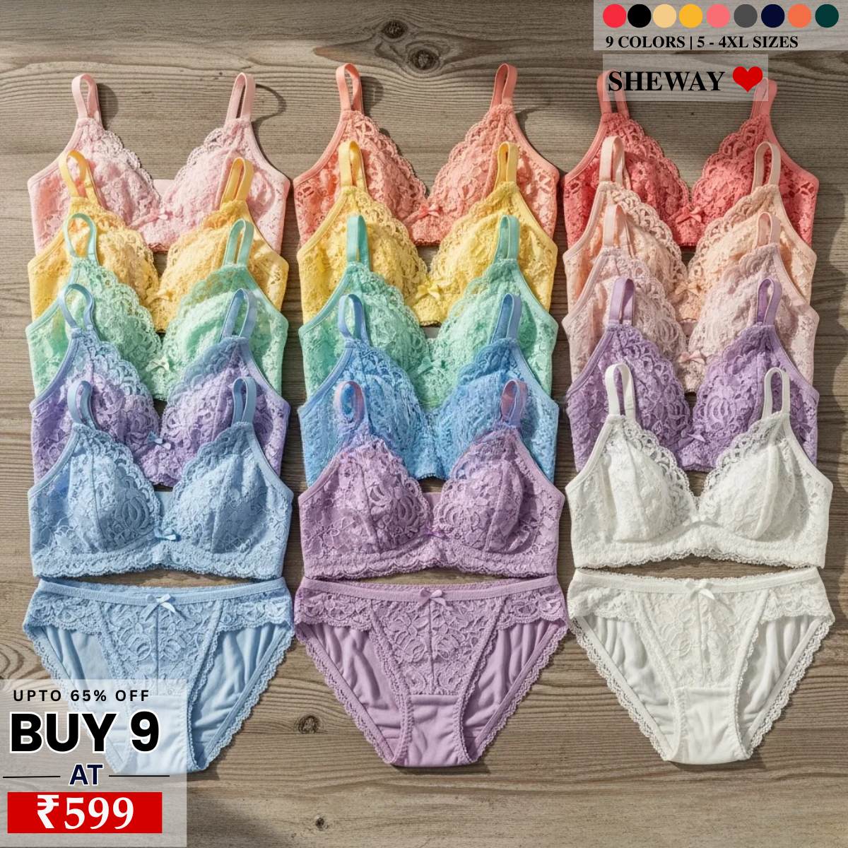 9-Piece Lingerie Collection | Soft, high-quality materials for all-day comfort| LC-001
