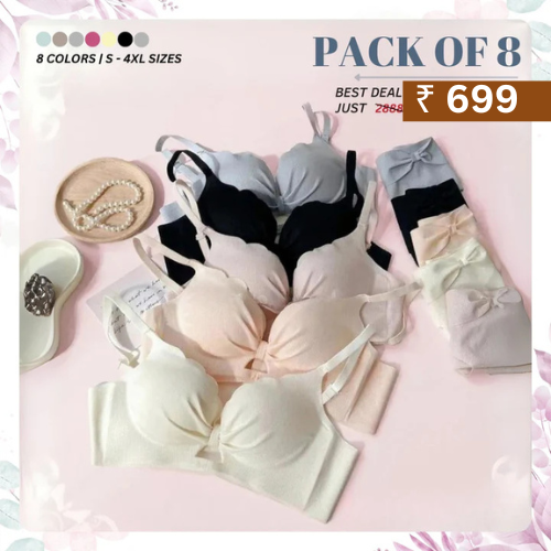 (Pack of 8) Women's Bra Panty Lingerie Set for Girl's | L-10012