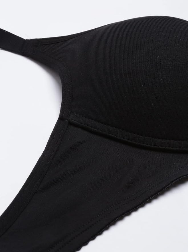 Bra Set for Women Pack of 4 Cotton Blend Lightly Padded (black)