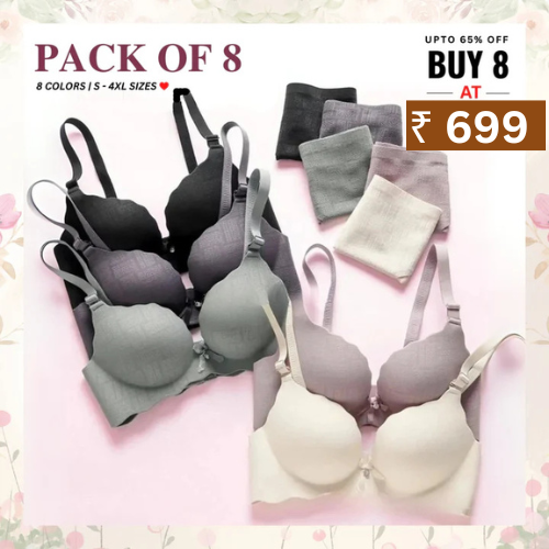 (Pack of 8) Women's Bra Panty Lingerie Set for Girl's | L-10015
