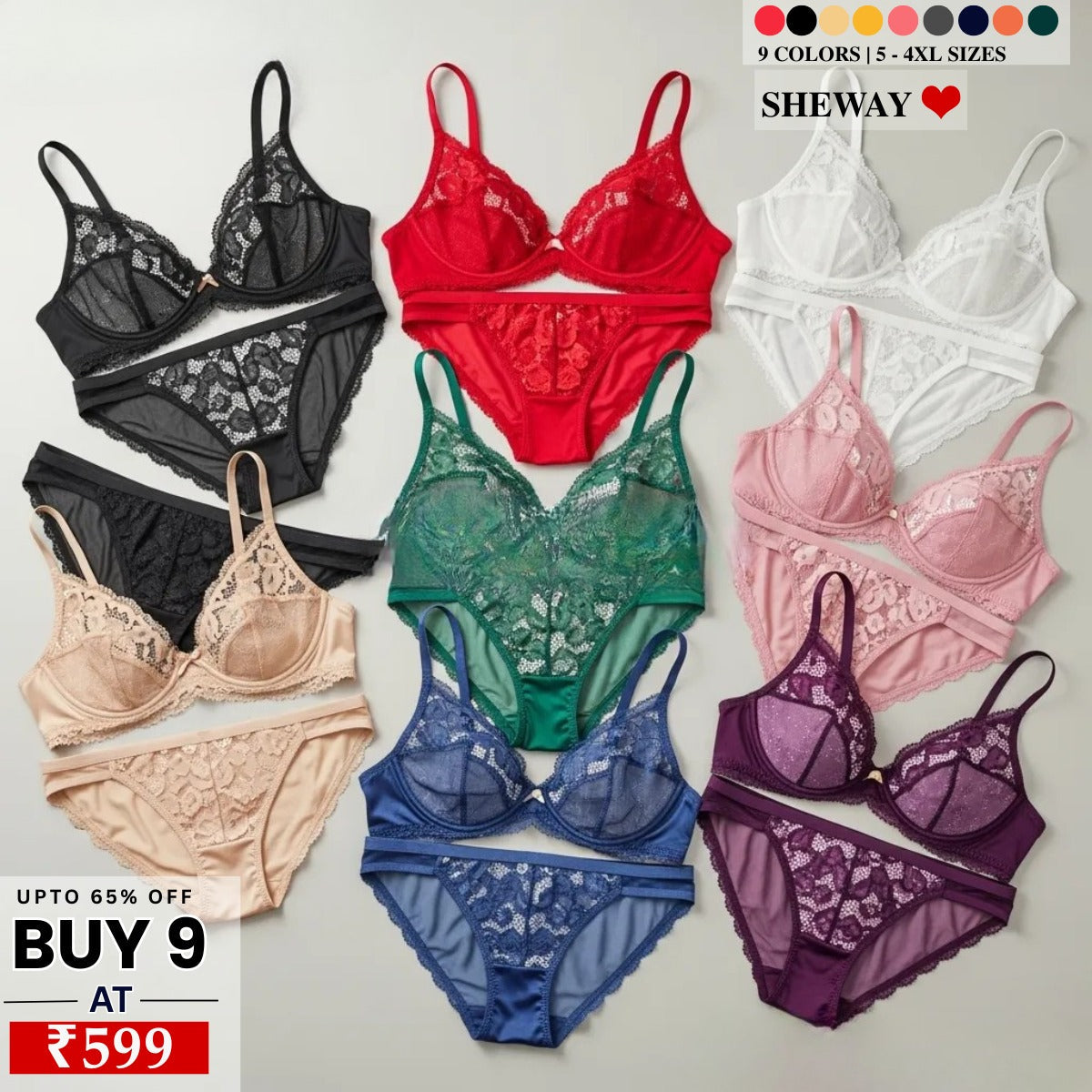 9-Piece Lingerie Collection | Soft, high-quality materials for all-day comfort| LC-002